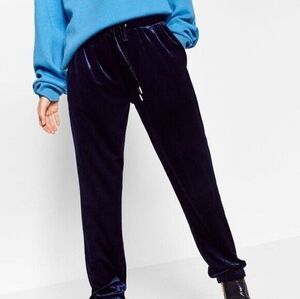 ZARA Blue Velour Velvet Jogger Pants
